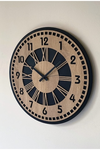 Modern Ahşap Duvar Saati Sağlam Çok Şık Ve Birarada..no:62 Siyah