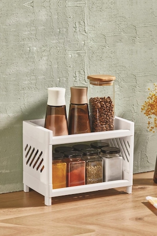 2 Katlı Tezgah Üstü Düzenleyici & Çok Amaçlı Raf & Organizer Siyah