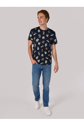 Colin's Colins Regular Fit Bisiklet Yaka Baskılı Lacivertvert Erkek Kısa Kol Tişört 001