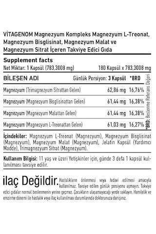 Magnezyum Kompleks 246,77 Mg 180 Kapsül