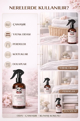 Rosie Japon Kiraz Çiçeği Sprey Oda Ve Giysi Kokusu 250 Ml, Sakura Çiçeği Ferahlığı Fresh