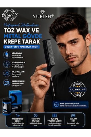 2'li Stil Seti Toz Wax & Metal Gövde Krepe Tarak 001