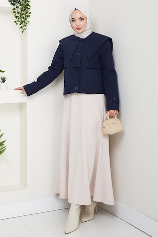 Pelerin Görünüm Astarlı Trenç 1625 - Lacivert Lacivert