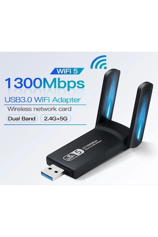 Nivego Ac1300 Mbps Usb 3.0 Adaptör Çift Anten Kablosuz Wifi Alıcı