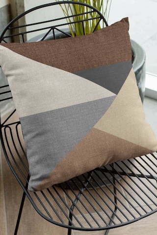 Kahverengi Geometrik Desen Çift Taraf Kırlent Kılıfı Krl391n11