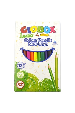 Globox Jumbo Kuru Boya Üçgen Tasarım 12 Renk