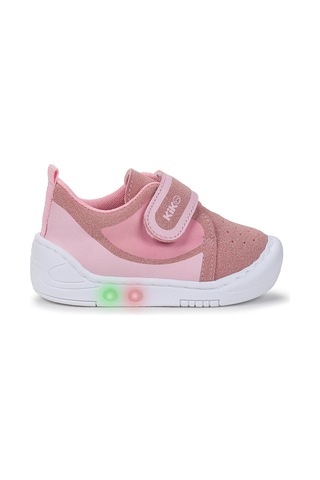 Kiko Kids Kugan Cırtlı Işıklı Kız Bebek Yürüyüş Spor Ayakkabı Pembe Pembe