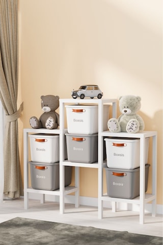 6 Katlı Düzenleyici Plastik Yatay Raf Ünitesi Beyaz, Kitaplık, Banyo, Mutfak Rafı, Beyaz Beyaz