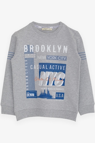 Breeze Erkek Çocuk Sweatshirt Yazı Baskılı 7-12 Yaş, Açık Gri Melanj Gri