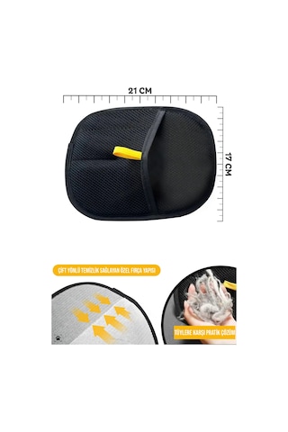Teknetstore Çift Taraflı Statik Kedi Köpek Tüy Temizleme Eldiveni Giysiler Mobilyalar Halılar İçin