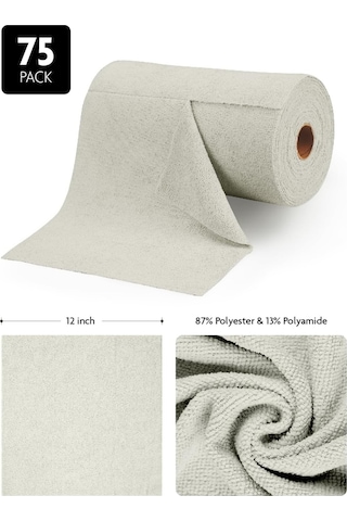 Çok Amaçlı Rulo Mikrofiber Temizlik Bezi 30x30 75 Yapraklı Açık Gri Gri