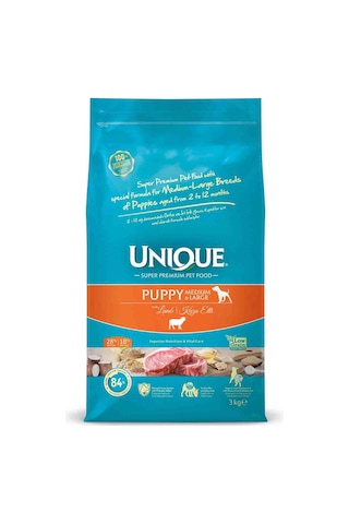 Unique Medium Large Puppy Kuzu Etli Yavru Köpek Maması 3 KG