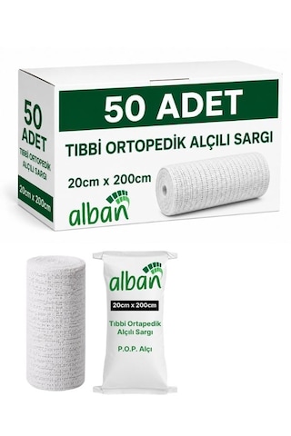 Alçılı Sargı Bezi 20 Cm X 2 M Ortopedik Medikal Alçı Bandaj Pop Toptan Koli 50 Adet Plaster Of Paris