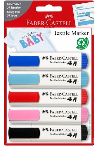 Tekstil Markörü 5 Renkli Paket Faber-Castell Tekstil Marker 5 Ren