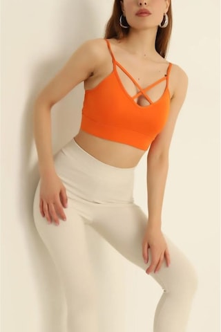 Ön Çapraz Askılı Crop Bluz - S504576 Turuncu