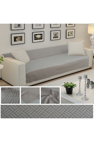 Kaymaz Tabanlı Koltuk Örtüsü 175x215 Cm Altı Polarlı, Örme Kumaş, Çekyat Ve Kanepe Uyumlu Antrasit