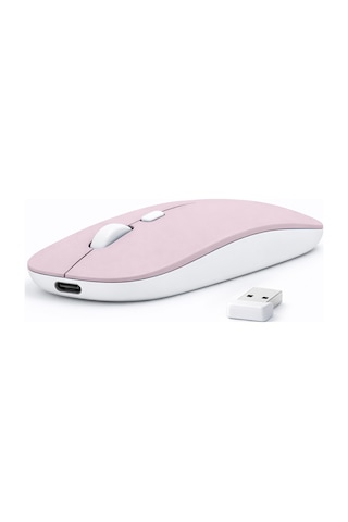 Laptop İçin İnce Kablosuz Mouse Bluetooth Bağlantı Şarjlı Batarya Usb Alıcılı Taşınabilir Tasarım 14963