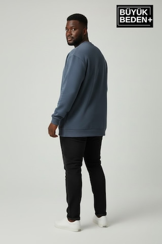 Süperlife Erkek Büyük Beden New York Baskılı Bisilet Yaka İnce Sweatshirt Spr26bsw956-5 Indigo