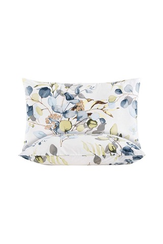 Yastık Kılıfı 2 Li Flora Percale Baskılı %100 Pamuk 50x70 Cm Beyaz
