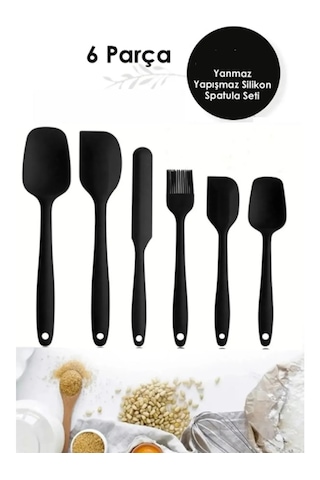 Leony Isıya Dayanıklı Yanmaz Yapışmaz Silikon Spatula Seti 6 Par