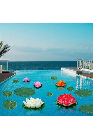 Yapay Çiçek Nilüfer Köpük Lotus Havuz Ve Akvaryum Dekoru 6Adet
