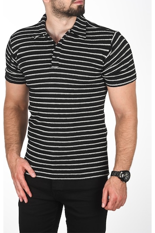 Deepsea Erkek Siyah Slim Fit Nefes Alan Pamuklu Polo Yaka Tişört Dar Kesim Örme Kumaş Tişört 2501207 Siyah