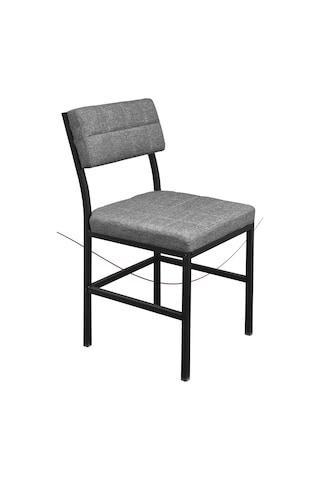 Nemeron İkon Mutfak Sandalyesi Keten Kumaş Metal Sandalye Silinebilir Kafe Salon Sandalyesi - Gri Gri