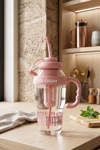 Ice Bottle Pipetli Suluk Matara 1300 Ml Pembe
