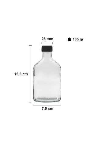 Afracam Cold Brew Yassı Şeffaf 200 ML Siyah Kapaklı Cam Şişe 15 Adet