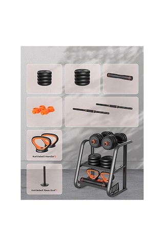 Ciwaa Çok Amaçlı Cement Dambıl Seti 34 Kg Barbell Dambıl Çaydanlık