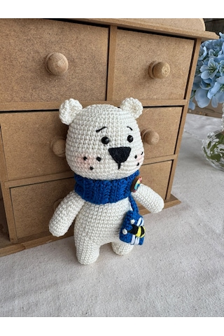 Amigurumi Çantalı Minik Kutup Ayısı 16 Cm