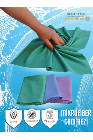 Mikrofiber Su Emici İz Bırakmayan Cam Bezi 3'lü 40 x 60 CM