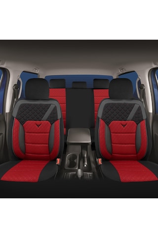 Minderland K1 - Opel Meriva İle Uyumlu Koltuk Kılıfı, Tam Takım/kırmızı-siyah