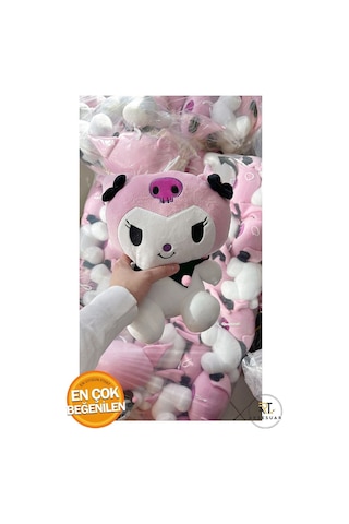 Pembe Kuromi Peluş Oyuncak - Yumuşak Kumaşlı 35 Cm Büyük Boy Kuromi Pembe