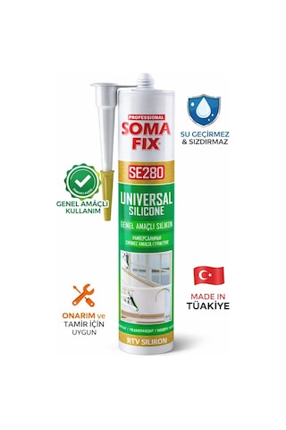 Soma Fix Se280 Genel Amaçlı Silikon 280ml - Şeffaf Silikon - Mutfak, Banyo Ve Genel Sızdırmazlık İçin Yüksek Ya