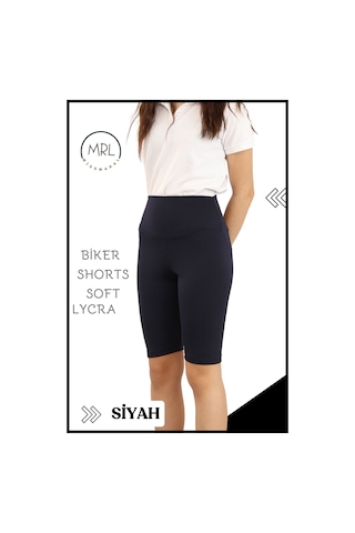 Siyah Biker Girls Şort Yüksek Bel İç Göstermez Esnek Yumuşak Likralı Soft Biker Basics Elt4070 Siyah