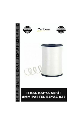 Premium İthal Rafya Şerit 8mm Pastel Beyaz 027 Hobi Malzemesi Dekor İpi +3