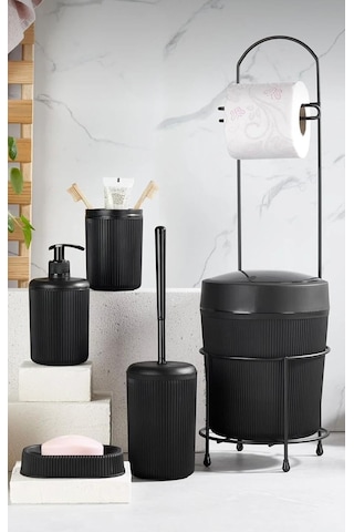 6 Parça Modern Banyo Seti, Çöp Kovası, Tuvalet Kağıtlığı, Tuvalet Fırçası, Sıvı Ve Katı Sabunluk, Diş F Diğer
