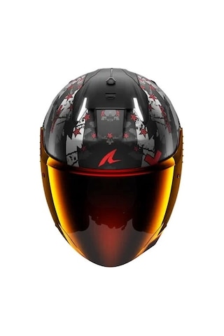 Şeffaf Vizör Gri + Shark Skwal İ3 Jet Hellcat Kırmızı Vizörlü Yarım Kask