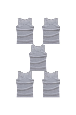 5 Adet Erkek Büyük Beden Battal Boy 105 Kilo - 205 Kilo Arası İçin Uygun Redzone Klasik Pamuk Atlet Gri