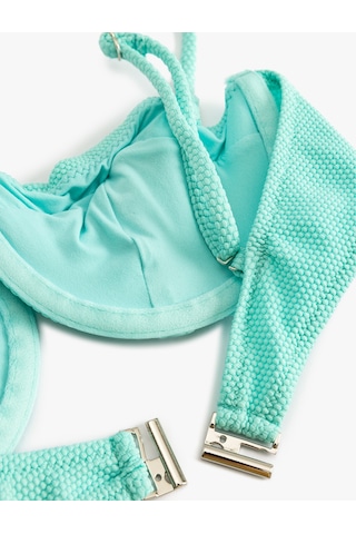 Koton Koton X Şahika Ercümen - Balenli Bikini Üstü Dokulu Turkuaz 4sak10236mm
