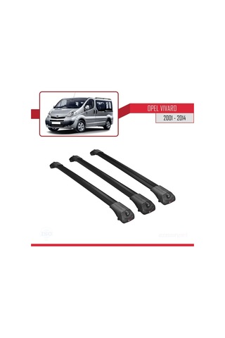 Opel Vivaro 2001-2014 Arası İle Uyumlu Ace-1 Ara Atkı Tavan Barı Siyah 3 Adet Bar