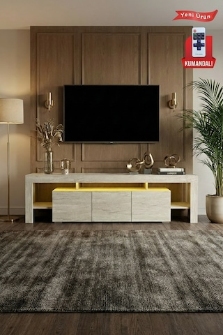 Kale Ledli Tv Ünitesi 200 Cm Traverten