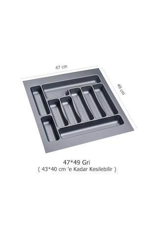 Çekmece İçi Kaşıklık 47 x 49 Cm Mutfak Çekmece Düzenleyici Gri