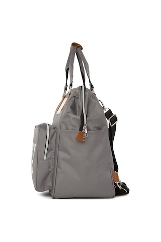 Bagmori Baby Bag Baskılı Cepli Anne Bebek Bakım Sırt Çantası Gri