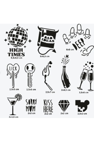 One Spray Tattoo City Pack - Ibiza Stencil Set 7 Designs Diğer
