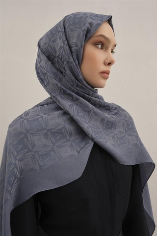 Armine Lyocell Naia Kare Monogram Şal 6 26 Mavi