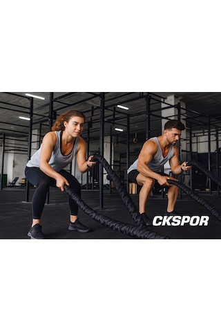 Ckspor Dayanıklı Kılıflı Antrenman Halatı 10 Metre 36 Mm Battle Rope Crossfit Dayanıklılık Güç Antrenmanı