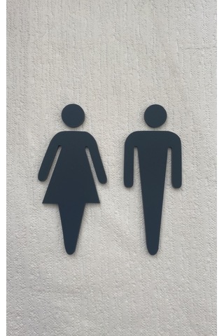 Mat Antrasit Kadın Ve Erkek Wc Yönlendirme Seti