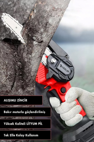 Assur ASR746-02-23 18v Çift Akülü Dal Budama Testere Kırmızı